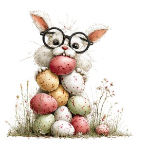 Whimsical Easter Clipart: Spring Lamb Bunny Chicken Graphics (Digital Download - 30 PNGs)

A cheerful collection of Easter clipart illustrations designed to bring soft spring magic to any creative project. Each element is crafted with gentle colors, playful details, and a whimsical touch: bunnies with bright expressions, fluffy chicks, lambs and pigs, decorated eggs, spring flowers, and sweet seasonal accents