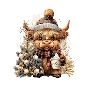Highland Cow Christmas Clipart: Sweet Festive Holiday Graphics (Digital Download - 23 PNGs)

Celebrate the magic of the holidays with this delightful collection of 23 whimsical Highland cow illustrations, lovingly crafted to bring cozy Christmas charm to your creative projects! 🐮🎄

Each illustration features adorable Highland cows in festive winter scenes — think cozy scarves, Santa hats, twinkling lights, snowflakes, and rustic farm touches. The soft watercolor style add a warm, rustic charm