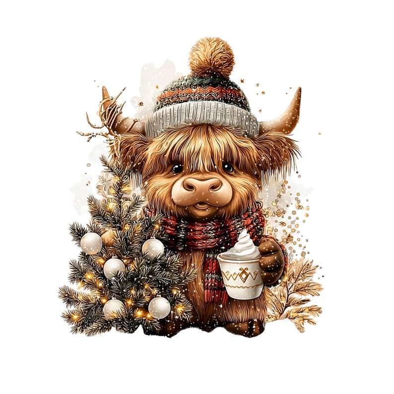 Highland Cow Christmas Clipart: Sweet Festive Holiday Graphics (Digital Download - 23 PNGs)

Celebrate the magic of the holidays with this delightful collection of 23 whimsical Highland cow illustrations, lovingly crafted to bring cozy Christmas charm to your creative projects! 🐮🎄

Each illustration features adorable Highland cows in festive winter scenes — think cozy scarves, Santa hats, twinkling lights, snowflakes, and rustic farm touches. The soft watercolor style add a warm, rustic charm