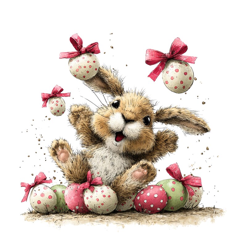 Whimsical Easter Clipart: Spring Lamb Bunny Chicken Graphics (Digital Download - 30 PNGs)

A cheerful collection of Easter clipart illustrations designed to bring soft spring magic to any creative project. Each element is crafted with gentle colors, playful details, and a whimsical touch: bunnies with bright expressions, fluffy chicks, lambs and pigs, decorated eggs, spring flowers, and sweet seasonal accents