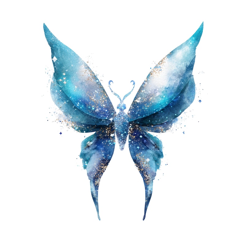Watercolor Butterfly Clipart: Whimsical Butterfly Graphics (Digital Download - Set of 15 PNGs)

Add a touch of magic to your projects with this enchanting set of 15 ethereal and magical blue butterfly illustrations! Each butterfly is painted in delicate watercolor style with soft pastel tones, whimsical details – perfect for bringing dreamy, fantasy vibes to your creations.