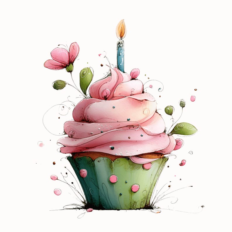 Birthday Cupcake Clipart Bundle: Whimsical Cake Graphics (Digital Download - 18 PNGs)

Birthday Cupcake Clipart Bundle featuring a delightful collection of whimsical cake graphics designed to bring sweetness and fun to any project. The bundle includes a variety of cupcake styles with playful frosting swirls, decorative sprinkles, and charming details, all illustrated in a cute, cartoon-inspired style. Bright colors, soft shading, and clean outlines give these cupcakes a joyful, celebratory look