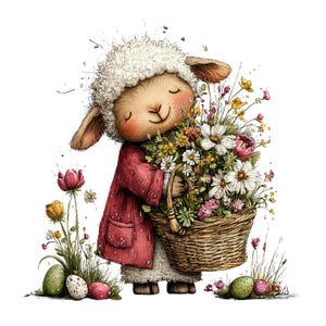 Whimsical Easter Clipart: Spring Lamb Bunny Chicken Graphics (Digital Download - 30 PNGs)

A cheerful collection of Easter clipart illustrations designed to bring soft spring magic to any creative project. Each element is crafted with gentle colors, playful details, and a whimsical touch: bunnies with bright expressions, fluffy chicks, lambs and pigs, decorated eggs, spring flowers, and sweet seasonal accents