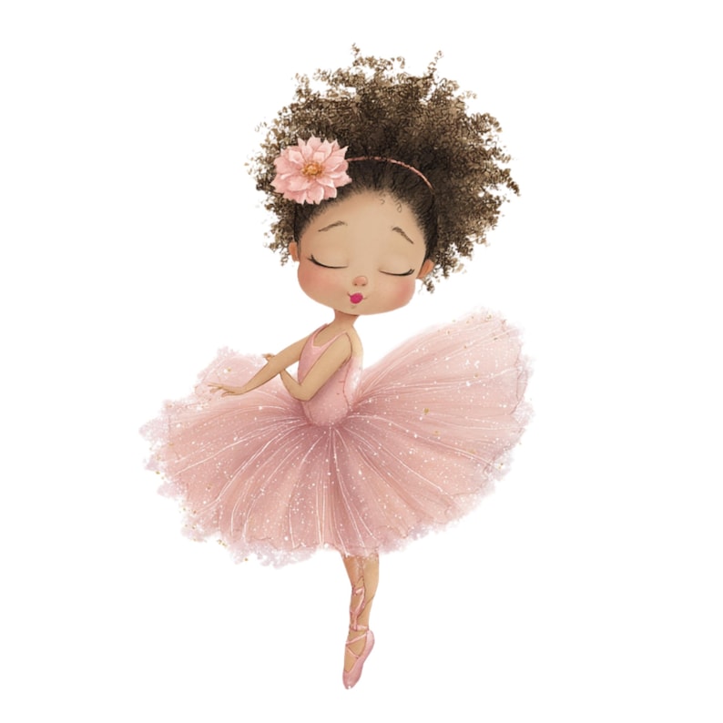 Watercolor Ballerina Clipart: Pink Ballerina Girl PNG Graphics