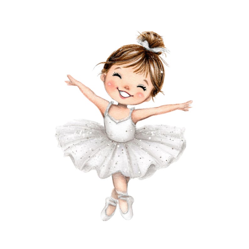 Watercolor Ballerina Clipart: Cute Girl PNG Graphics (digital Download ...
