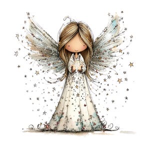 Whimsical Angels Clipart: Sweet Baby Angel Graphics (Digital Download - 28 PNGs)

Add a touch of celestial magic to your creative projects with this enchanting collection of 28 whimsical angel illustrations. Each angel is lovingly drawn with dreamy details—floating poses, delicate wings, soft expressions, and ethereal charm. Perfect for anyone who adores magical, spiritual, and imaginative artwork.