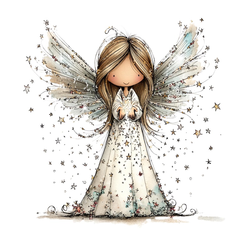 Whimsical Angels Clipart: Sweet Baby Angel Graphics (Digital Download - 28 PNGs)

Add a touch of celestial magic to your creative projects with this enchanting collection of 28 whimsical angel illustrations. Each angel is lovingly drawn with dreamy details—floating poses, delicate wings, soft expressions, and ethereal charm. Perfect for anyone who adores magical, spiritual, and imaginative artwork.