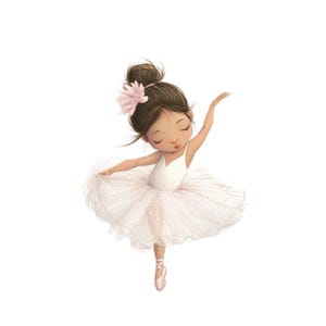 Watercolor Ballerina Clipart: Pink Ballerina Girl PNG Graphics