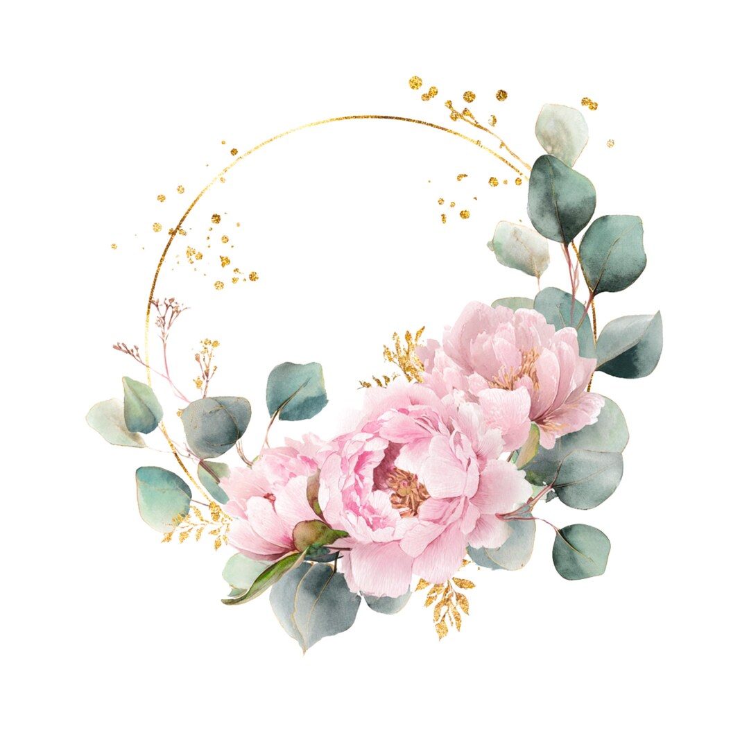Watercolor Peony Wreath Clipart: Blush Burgundy Floral Frame (PNG ...