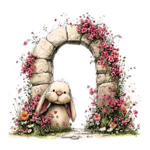 Whimsical Rabbit Clipart: Peeking Easter Bunny Graphics (Digital Download - 26 PNGs)