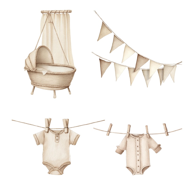 Watercolor Teddy Bear Clipart Bundle: Boho Neutral Nursery PNG Images ...