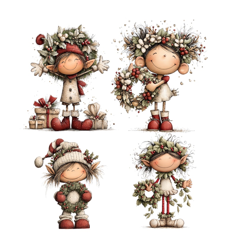Whimsical Christmas Elf Clipart: Cute Festive Graphics (Digital Download - 45 PNGs)

Bring holiday magic to your creative projects with this delightful collection of 45 Christmas elves illustrations! Each character is bursting with personality. Let these charming little elves sprinkle your projects with joy, sparkle, and Christmas cheer!