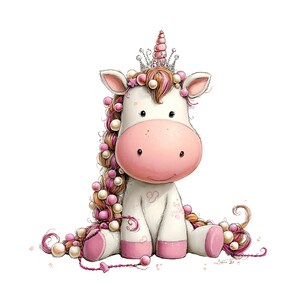 Whimsical Unicorn Clipart: Girl Nursery Graphics (Digital Download - 30 PNGs)

A charming collection of unicorn clipart illustrations crafted in a whimsical, dream-bright style perfect for magical creative projects. Each unicorn features delicate details, flowing manes and tails, gentle pastel hues, and enchanting accents such as crowns, stars, flowers, hearts, and sparkles.