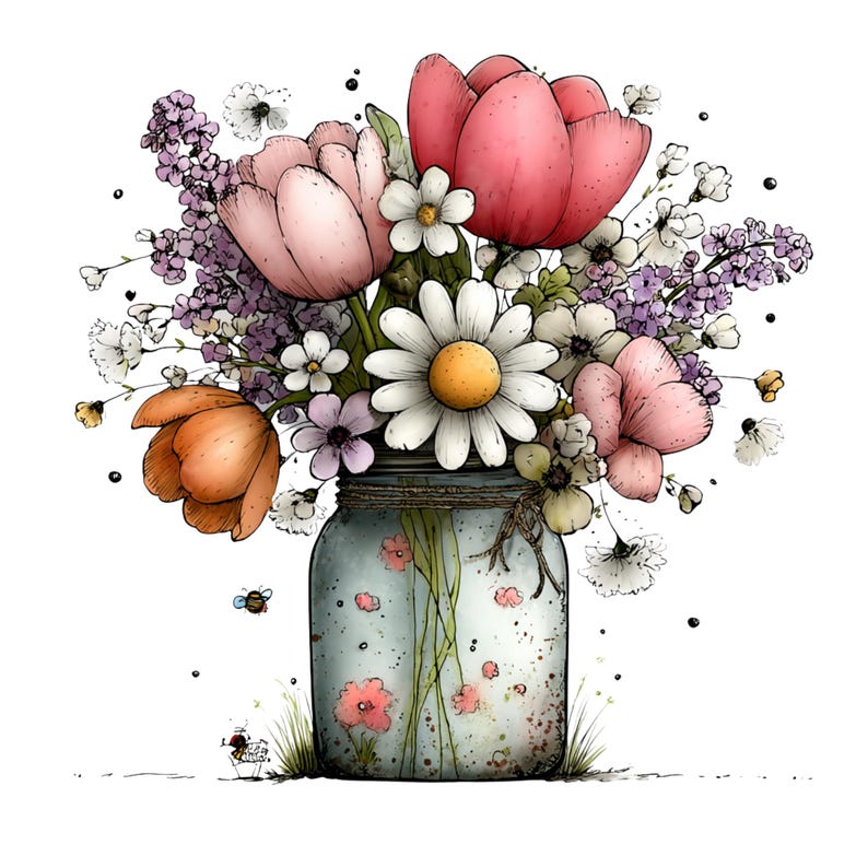 Whimsical Flowers Spring Clipart: Floral Graphics (Digital Download - 26 PNGs)

Bring a touch of magic to your creative projects with this enchanting collection of 26 whimsical flower illustrations! Each flower is lovingly drawn with playful details, soft organic curves, and a charming storybook feel. Perfect for makers, small businesses, and DIY creatives looking to add a unique artistic flair to their work.