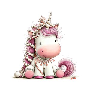Whimsical Unicorn Clipart: Girl Nursery Graphics (Digital Download - 30 PNGs)

A charming collection of unicorn clipart illustrations crafted in a whimsical, dream-bright style perfect for magical creative projects. Each unicorn features delicate details, flowing manes and tails, gentle pastel hues, and enchanting accents such as crowns, stars, flowers, hearts, and sparkles.