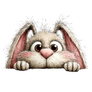 Whimsical Rabbit Clipart: Peeking Easter Bunny Graphics (Digital Download - 26 PNGs)