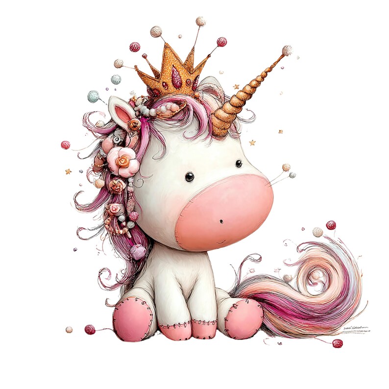 Whimsical Unicorn Clipart: Girl Nursery Graphics (Digital Download - 30 PNGs)

A charming collection of unicorn clipart illustrations crafted in a whimsical, dream-bright style perfect for magical creative projects. Each unicorn features delicate details, flowing manes and tails, gentle pastel hues, and enchanting accents such as crowns, stars, flowers, hearts, and sparkles.