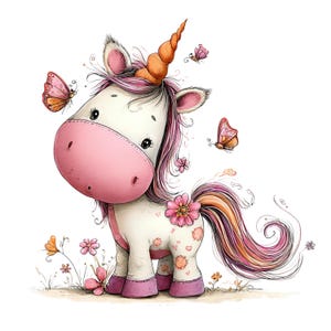 Whimsical Unicorn Clipart: Girl Nursery Graphics (Digital Download - 30 PNGs)

A charming collection of unicorn clipart illustrations crafted in a whimsical, dream-bright style perfect for magical creative projects. Each unicorn features delicate details, flowing manes and tails, gentle pastel hues, and enchanting accents such as crowns, stars, flowers, hearts, and sparkles.