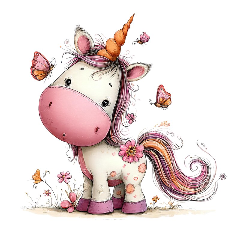 Whimsical Unicorn Clipart: Girl Nursery Graphics (Digital Download - 30 PNGs)

A charming collection of unicorn clipart illustrations crafted in a whimsical, dream-bright style perfect for magical creative projects. Each unicorn features delicate details, flowing manes and tails, gentle pastel hues, and enchanting accents such as crowns, stars, flowers, hearts, and sparkles.