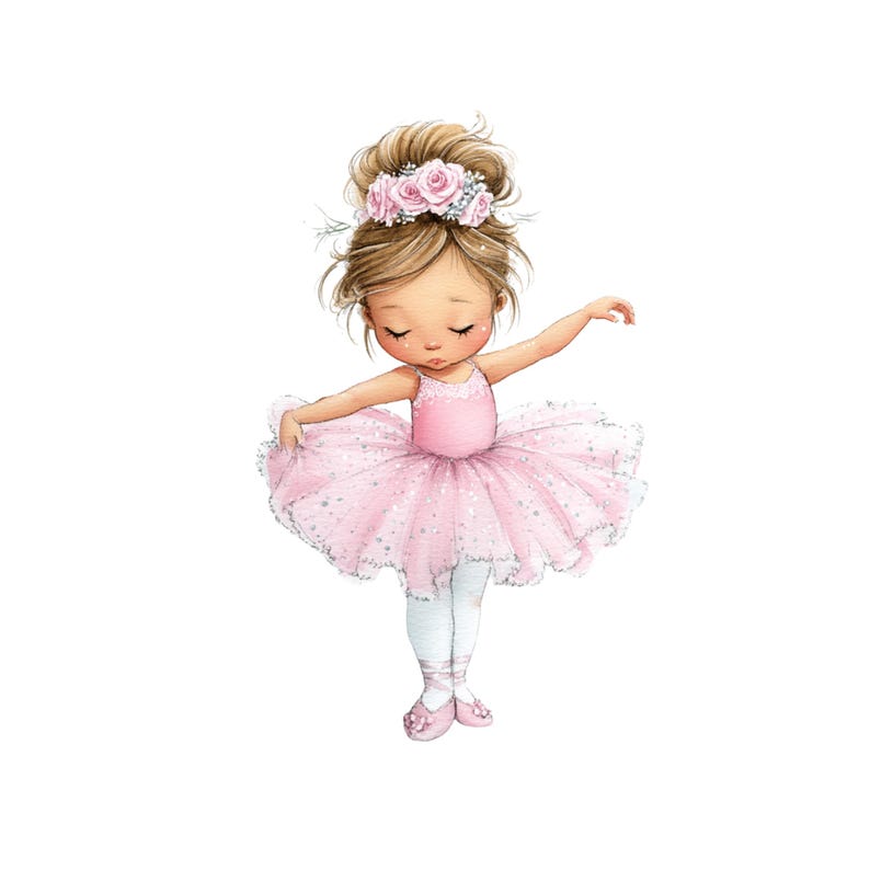 Watercolor Ballerina Clipart: Cute Girl PNG Graphics (digital Download ...