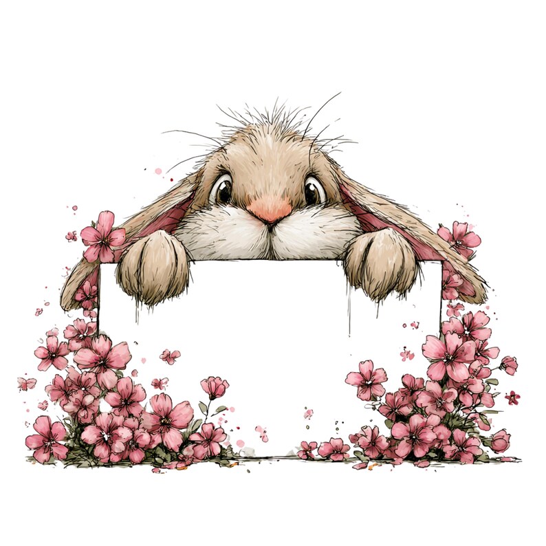 Whimsical Rabbit Clipart: Peeking Easter Bunny Graphics (Digital Download - 26 PNGs)