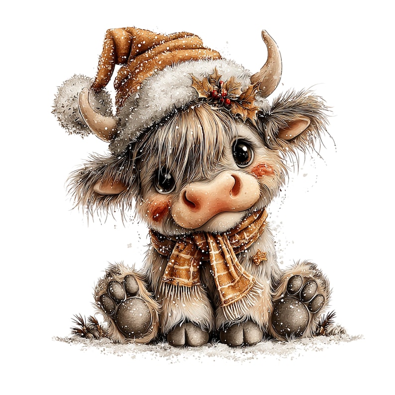 Highland Cow Christmas Clipart: Sweet Festive Holiday Graphics (Digital Download - 23 PNGs)

Celebrate the magic of the holidays with this delightful collection of 23 whimsical Highland cow illustrations, lovingly crafted to bring cozy Christmas charm to your creative projects! 🐮🎄

Each illustration features adorable Highland cows in festive winter scenes — think cozy scarves, Santa hats, twinkling lights, snowflakes, and rustic farm touches. The soft watercolor style add a warm, rustic charm