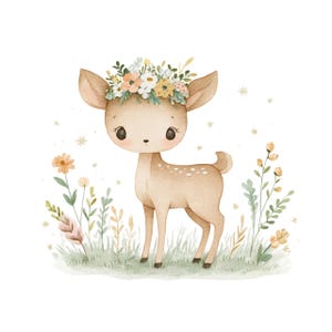 Watercolor Deer Clipart: Woodland Fawn PNG Illustrations (Digital Download)
