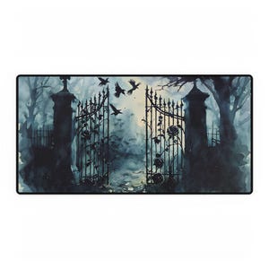 Schreibtischmatte Gothic Friedhof Gothic Büro Dekor Witchy Vibe Home Workspace Dark Academia Ästhetik Feminin Gothic Raven Dark Geschenk für Sie