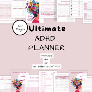 ADHD Planner for Women Daily & Weekly Organizer Neurodivergent Printable Mental Health Journal Editable Digital Brain Dump Template