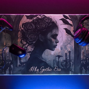 Schreibtischmatte Gothic Friedhof Gothic Büro Dekor Witchy Vibe Home Workspace Dark Academia Ästhetik Feminin Gothic Raven Dark Geschenk für Sie