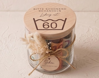 Personalisiertes Vorratsglas zur Geburtstag | 30., 40., 50., 60.70., 80. Geburtstag, Geburtstagsgeschenk für Frauen und Männer