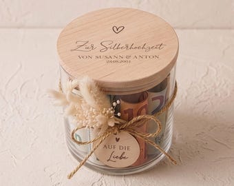 Tarro de almacenamiento personalizado para un aniversario de bodas de plata | Aniversario de bodas, regalo de aniversario, aniversario de bodas de oro, aniversario de bodas de diamante, aniversario de matrimonio