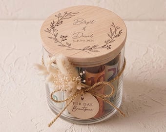 Personalized storage jar for weddings | Wedding money gift for the bride and groom, wedding present with names, wedding gift