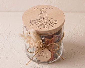 Tarro de almacenamiento personalizado para la Confirmación | Regalo de dinero para ahijado/a por la Confirmación | Regalo de Confirmación con nombre, presente de Confirmación