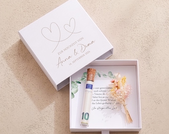 Regalo de boda personalizado con nombres y fecha, dos corazones | Regalo para los novios, presente de boda