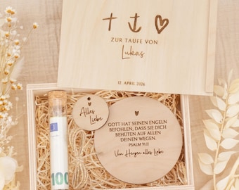 Personalized wooden christening money gift | Christening gift for money and gift certificates with engraving, christening gift for girls and boys