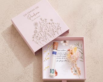 Geldgeschenk zur Firmung mit Wildblumen, personalisiert mit Namen | Geschenk Firmung, Erinnerungsbox, Patenkind