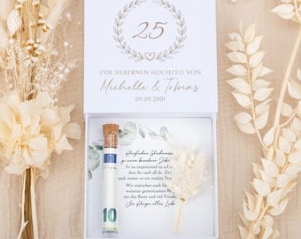 Personalized money gift for a silver wedding anniversary with names & date | Silver wedding anniversary gift, 25 years, golden wedding anniversary, silver wedding anniversary