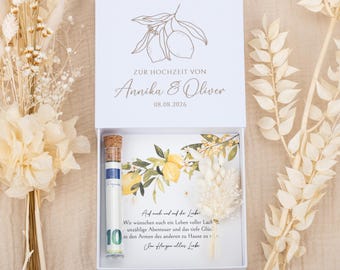 Personalized wedding gift with names & date, lemon design | Gift for the bride and groom, wedding present