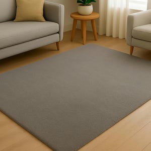 Hand Tufted Wool Area Rug: Minimalist Modern Solid Color Carpet