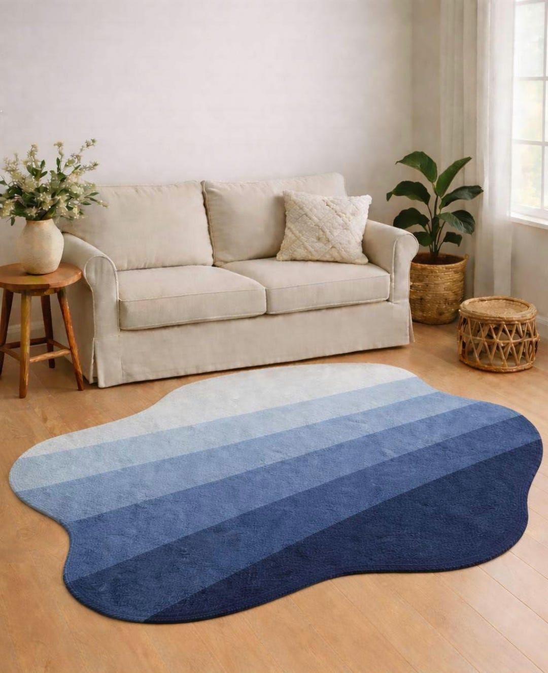 Gradient Area Rug Modern Gradient Stripe Rug Hand Tufted Ombre Minimal Area Rug Custom ...