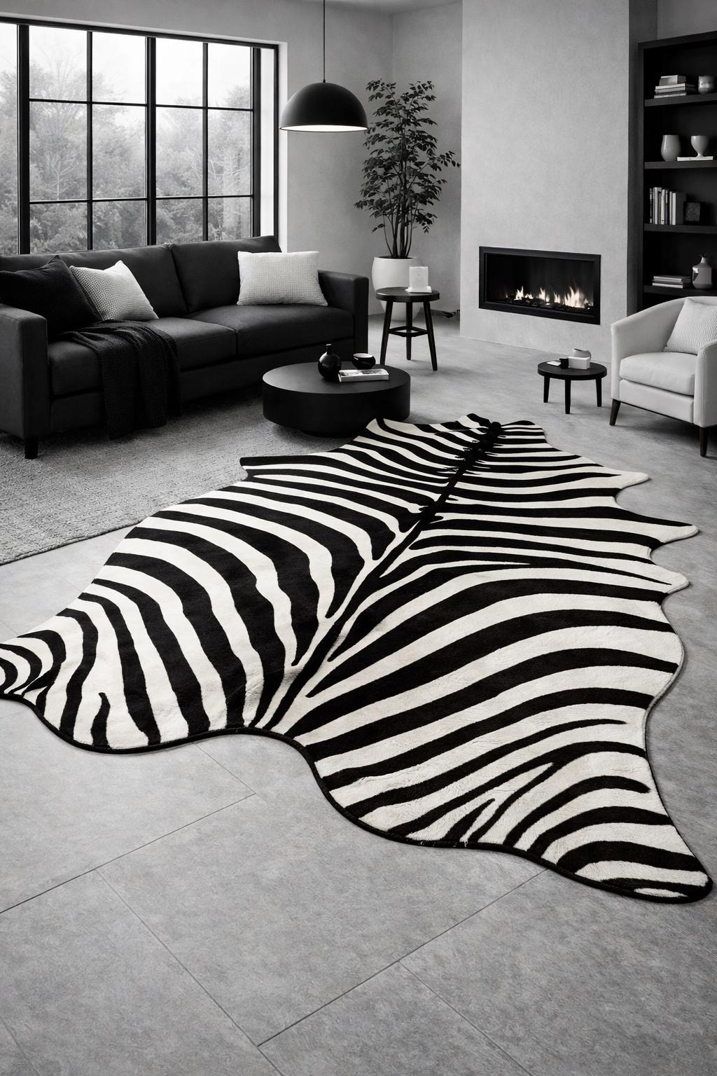 Modern Zebra Shape Rug Hand Tufted Animal Print Area Rug Custom Color ...
