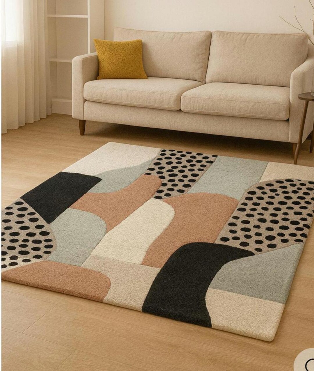 Hand Tufted Wool Abstract Rug: Modern Geometric Design - Etsy