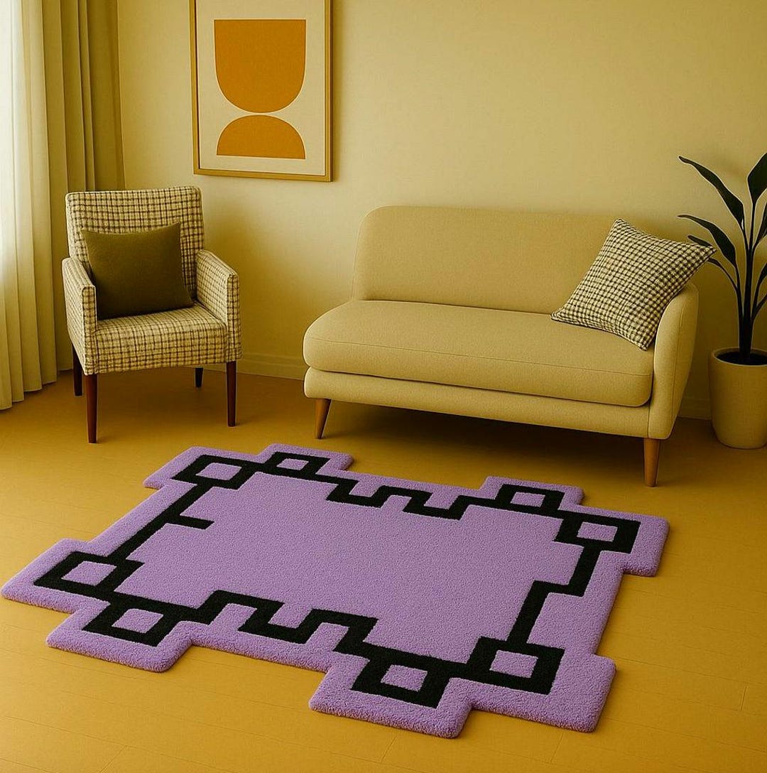 Pixel Monster Rug Pixel Art Rug – Modern Hand-tufted Geometric Carpet, Custom Colour ...