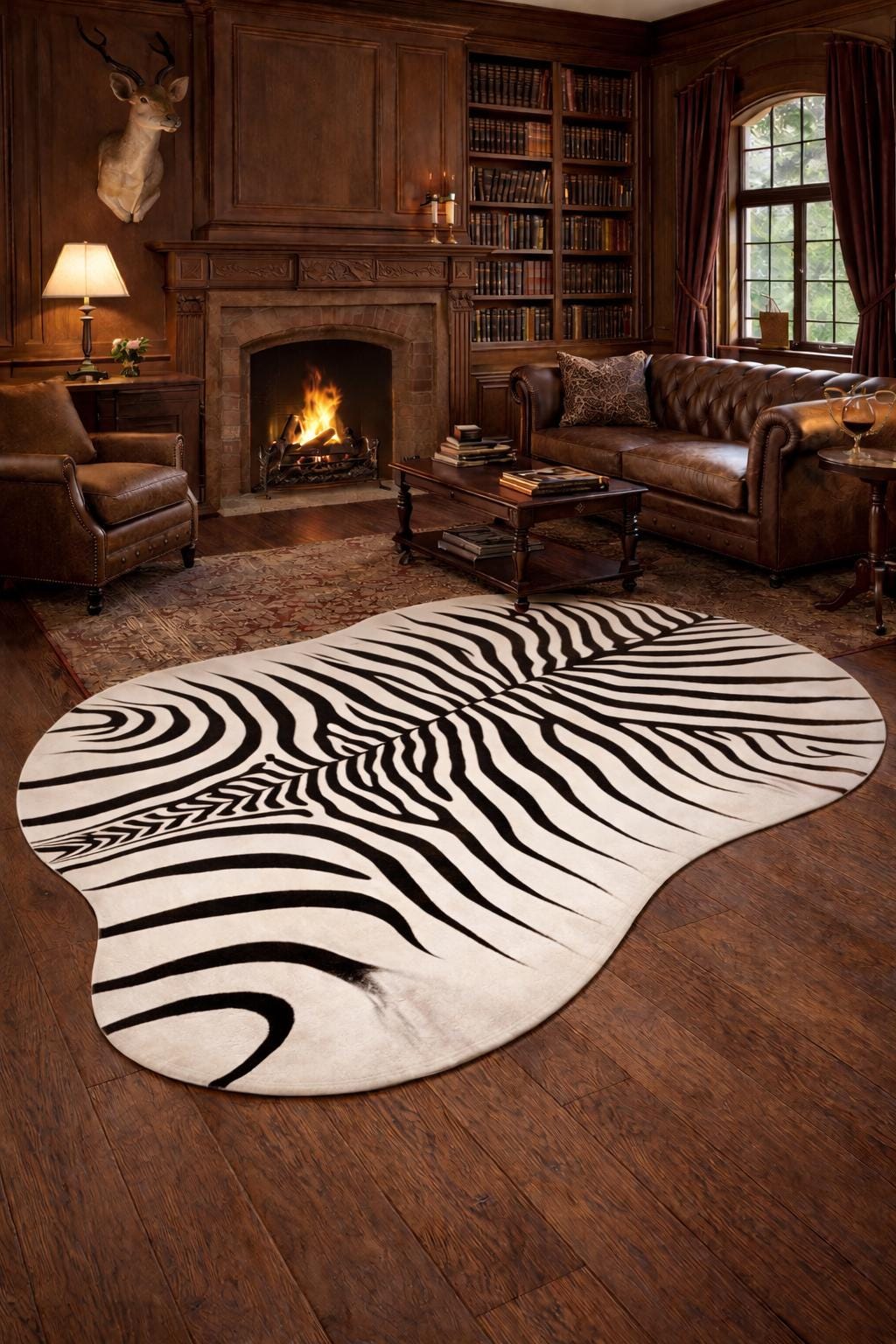 Zebra Print Entry Rug Modern Zebra Shape Rug Hand Tufted Animal Print Area Rug Custom Color ...