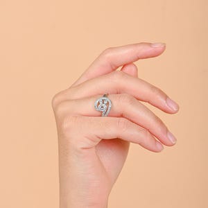 Swirl Design CZ Ring – 925 Sterling Silver | Elegant Spiral Statement Ring with Round Brilliant Cubic Zirconia - Gift For Her- Wedding Ring