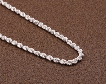 Collar de cadena de cuerda de plata esterlina: joyería bohemia unisex pulida