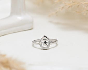 925 Sterling Silver Round CZ Ring | Gift For her  | Minimal Cubic Zirconia Ring | Elegant Ring | Engagement Band | Wedding Ring