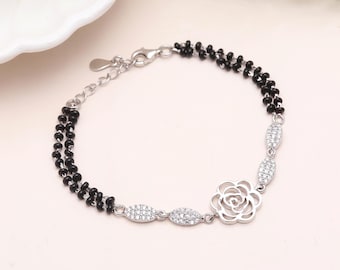 925 Sterling Silver Cubic Zirconia Bracelet | Mangalsutra Bracelet | Elegant Bracelet |Dainty Modern Jewelry | Boho Gift for Her
