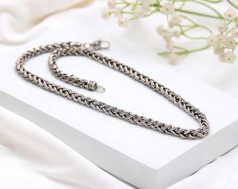925 Sterling Silver Oxidized Chain Necklace | Turkish Braided Silver Chain | Vintage Necklace | Artisan Chain | Gift for Him | Gift for Her